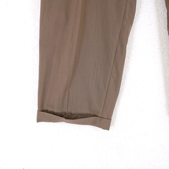Pronto Uomo Wool Brown 47/27 Dress Pants High Rise Pleated Cuffed Lined Partiall - Picture 2 of 7